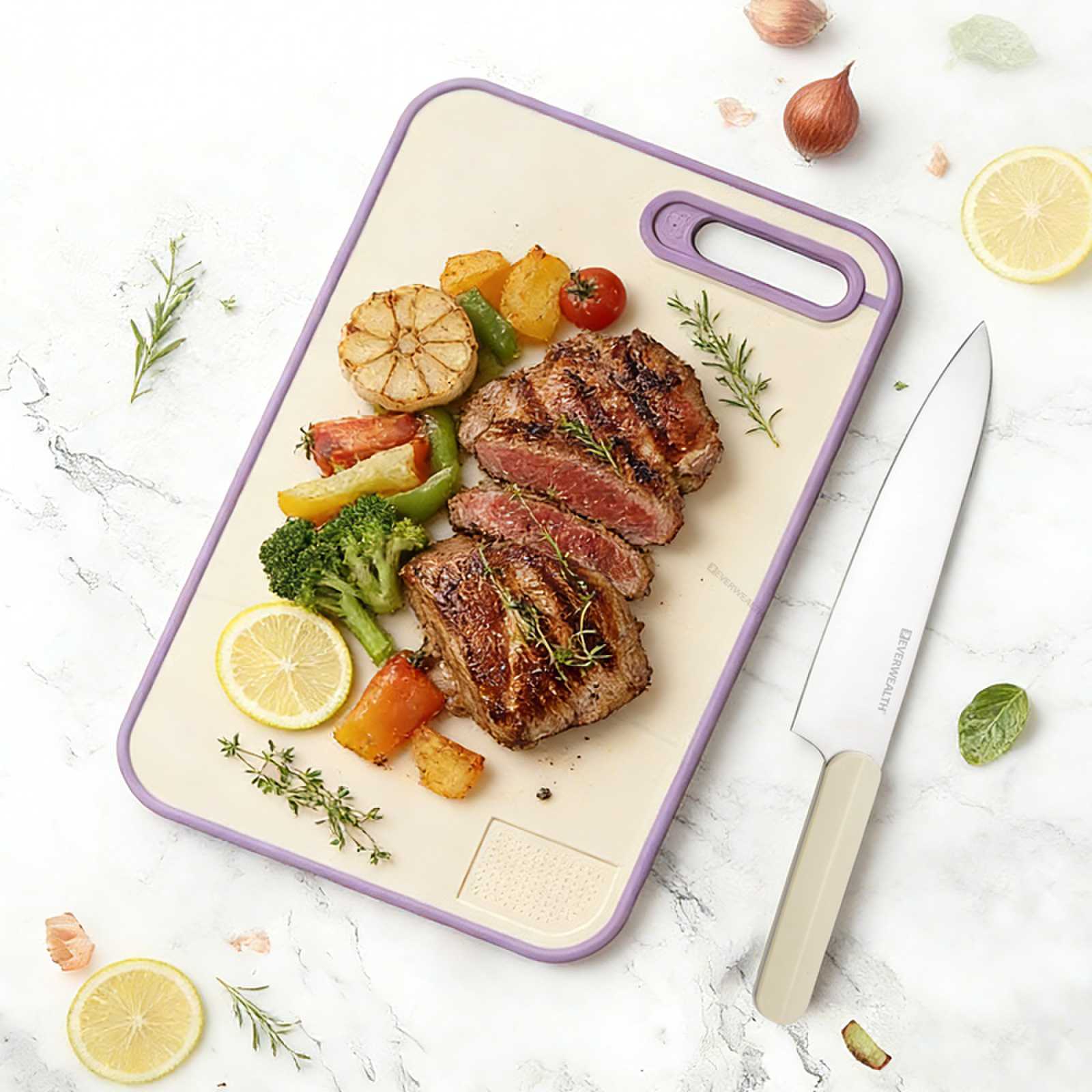 2Pcs Knife Set High Quality Stainless steel Blade With Cutting board - P069