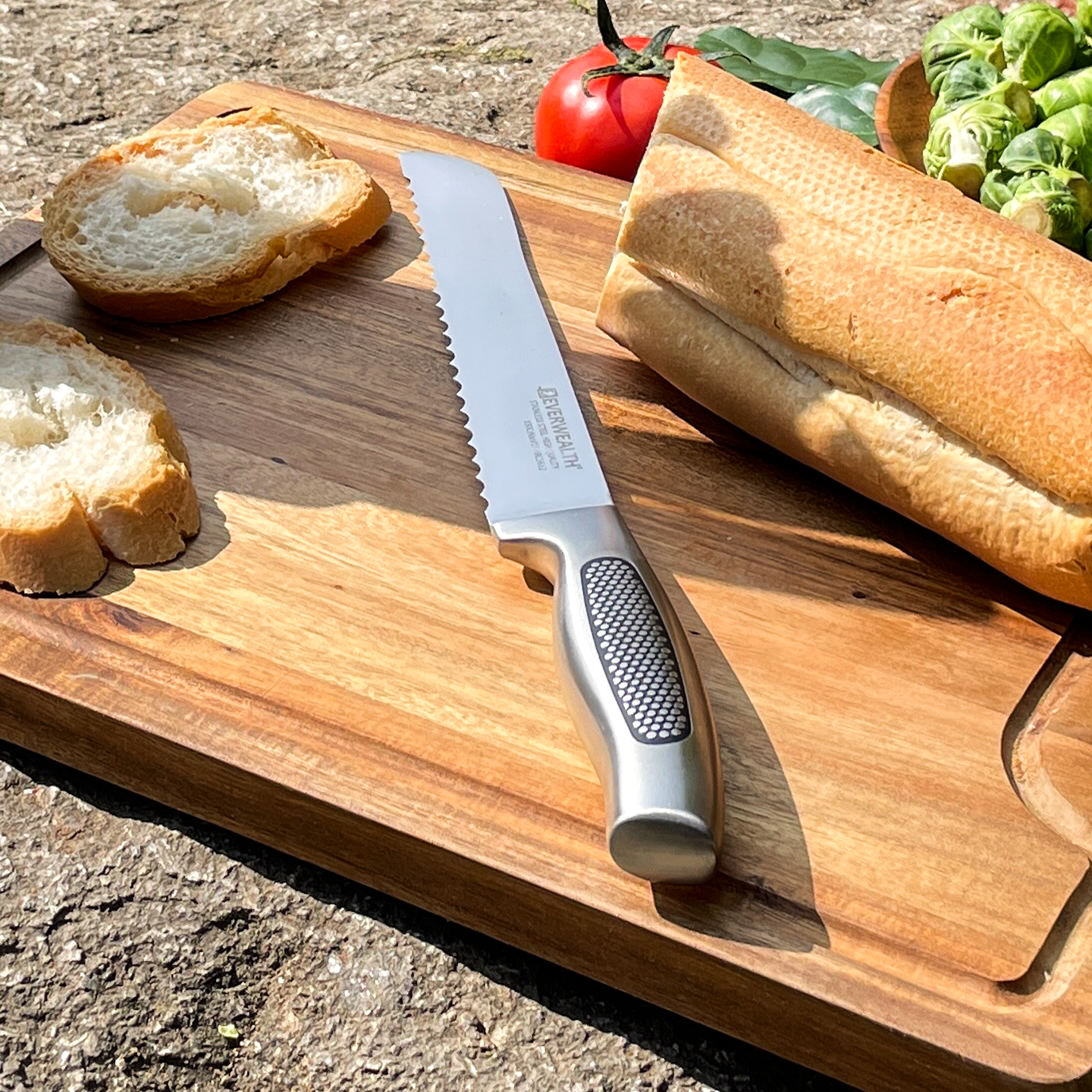 5 Pcs Hollow Handle Stainless Steel Knife Set with Stainless Steel Block- S016