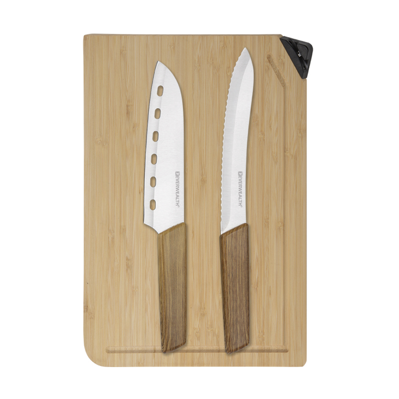 3pcs kitchen Knife Set with bamboo cutting board
