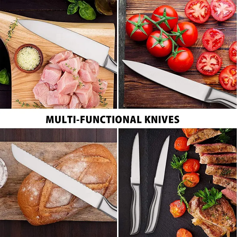 14 Pcs Stainless Steel Kitchen Knives With Block - P013