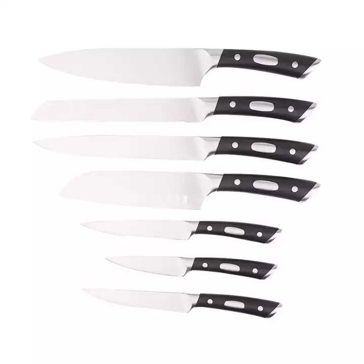 German Chef Knife Kitchen Knives Set With Rubber Wood Block - F048