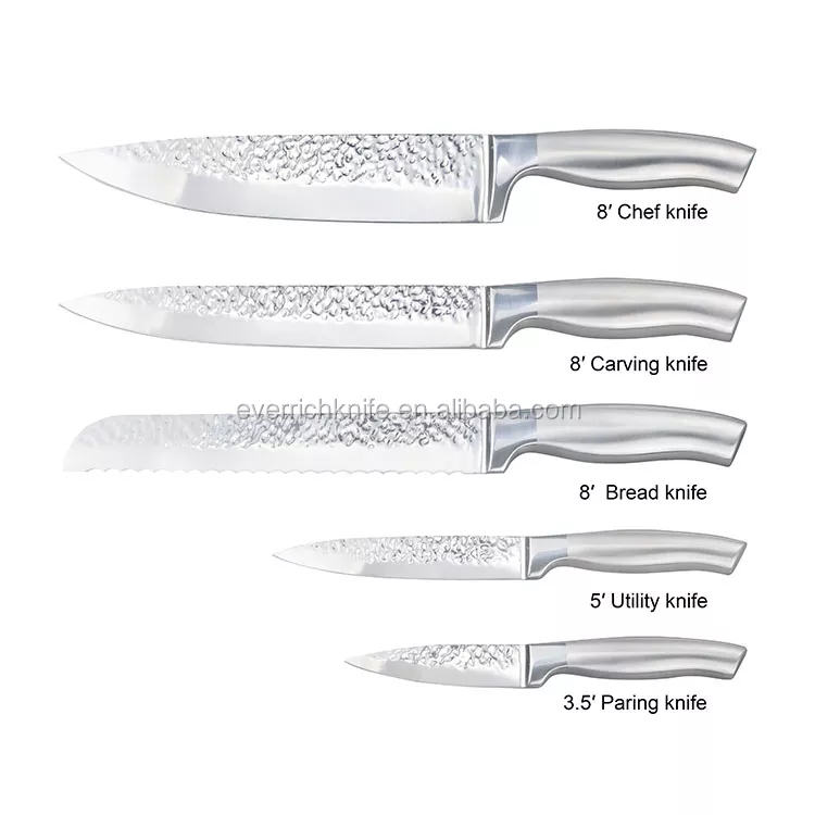 430 Stainless Steel Grinding And Polishing Kitchen Knife Set With Hollow Handle