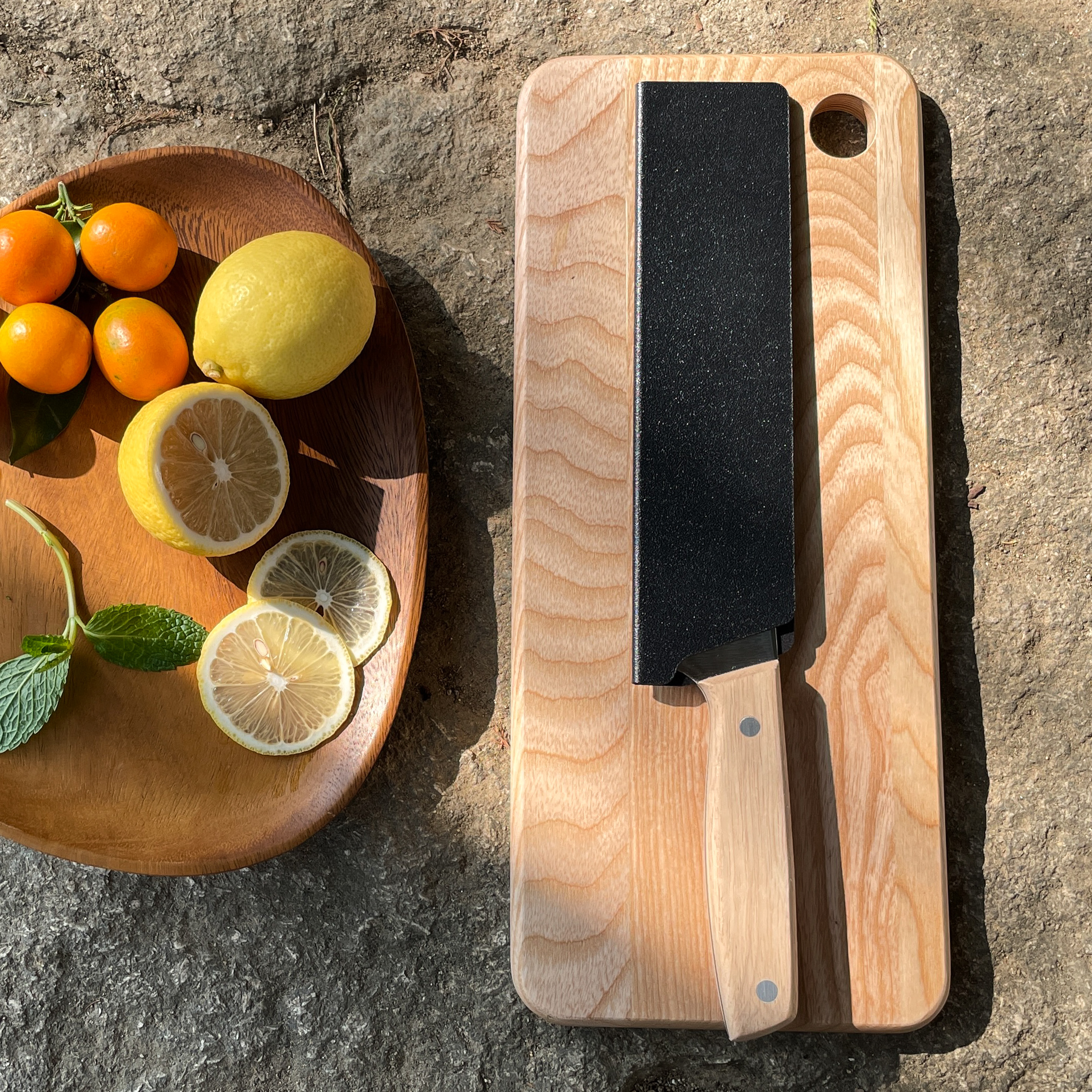 Newest Camping Cooking Set With Wood Cutting Board Portable Packaging Bag  - M031