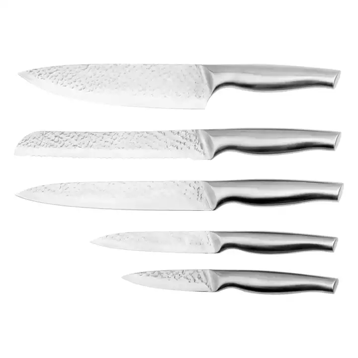 6 Pcs Hollow Handle Stainless Steel Kitchen Knife Set With Knife Block - S002