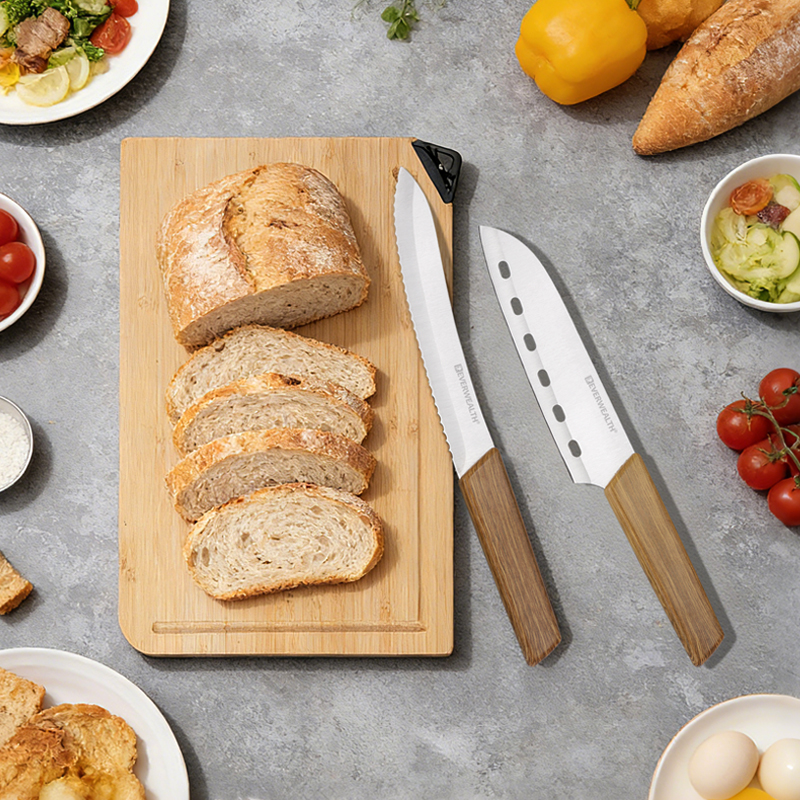 3pcs kitchen Knife Set with bamboo cutting board