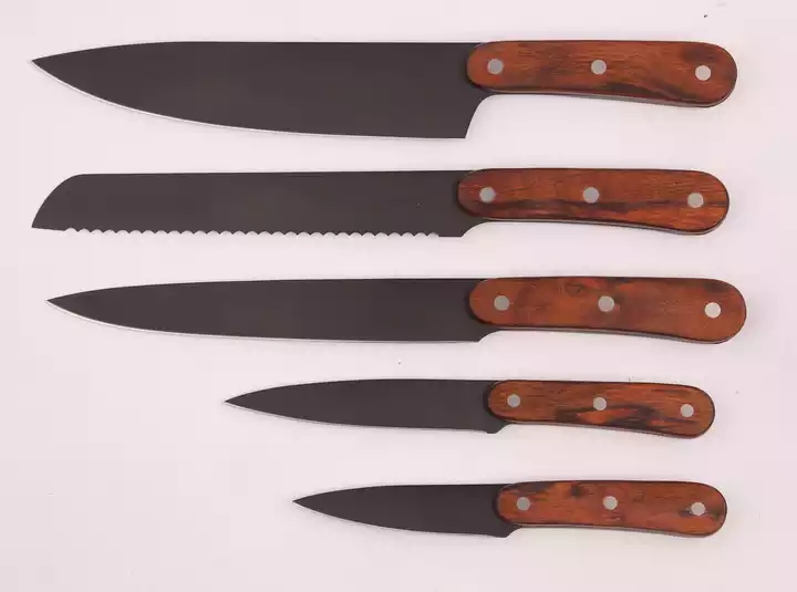 6Pcs Natural Pakka Wood Stainless Steel 3cr13 Kitchen Knife Set