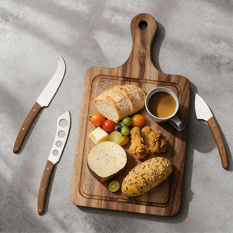 4pcs cheese Knife Set with acacia cutting board