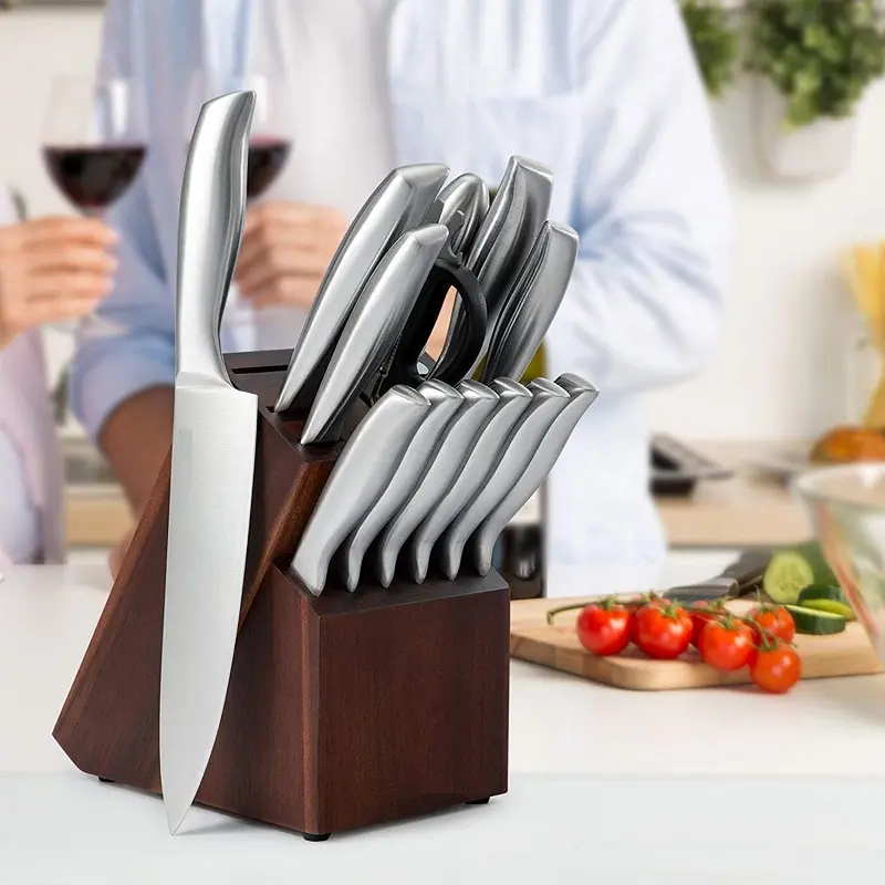 14 Pcs Stainless Steel Kitchen Knives With Block - P013