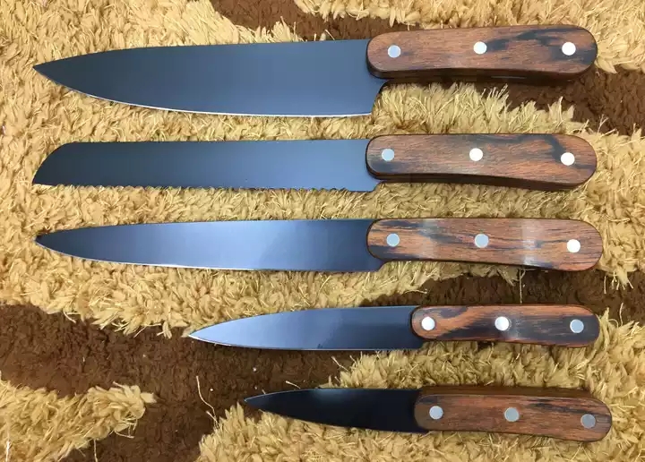 6Pcs Natural Pakka Wood Stainless Steel 3cr13 Kitchen Knife Set