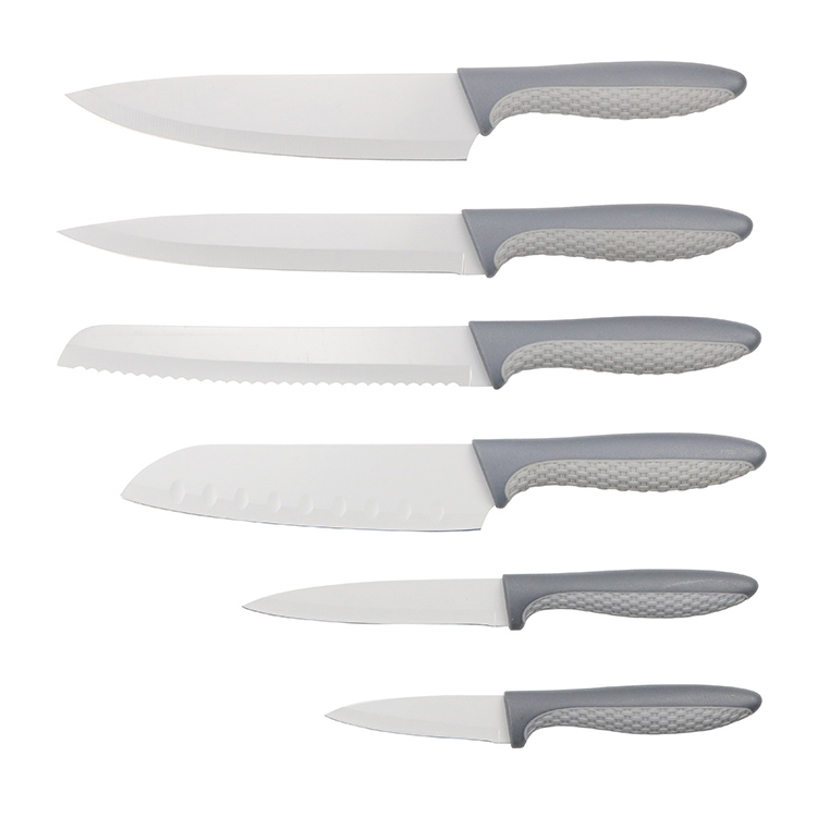 Greyish-Green Plastic Handle Non-stick Coating Stainless Steel Kitchen Knife Set - P047-2