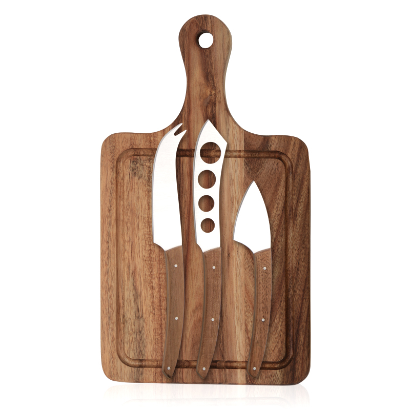 4pcs cheese Knife Set with acacia cutting board