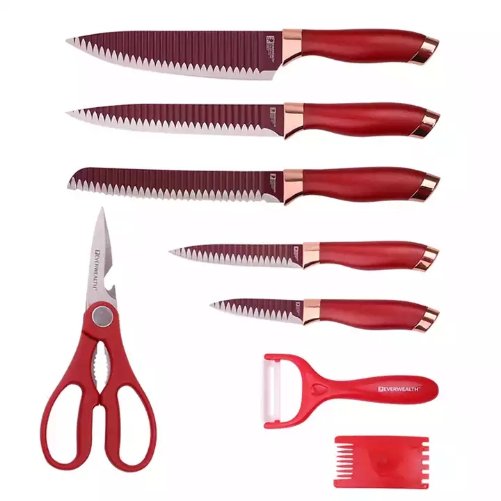 8 Pcs Red Kitchen Knife Set With Gift Box - ER-0538B