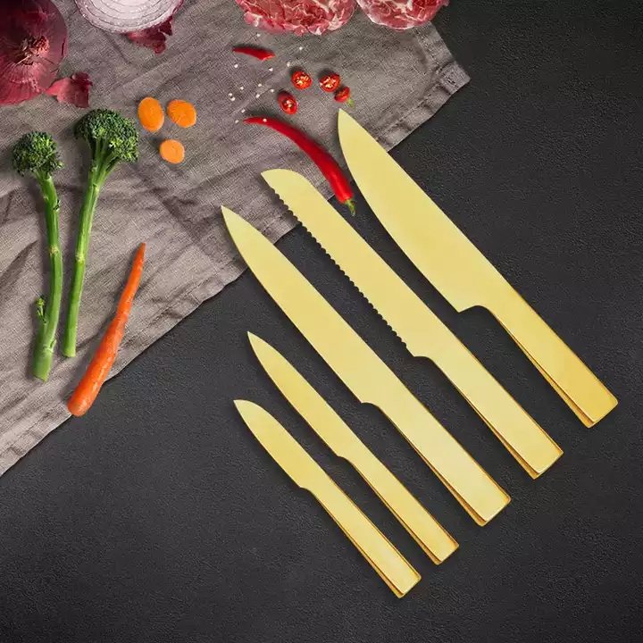 Non-stick Coating Stainless Steel Kitchen Knife Set With Hollow Handle - S017