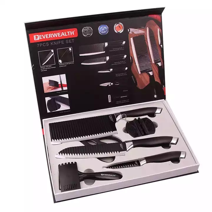 7 Pcs Embossed Non-Stick Kitchen Knife Set With Scissor - ER-0558