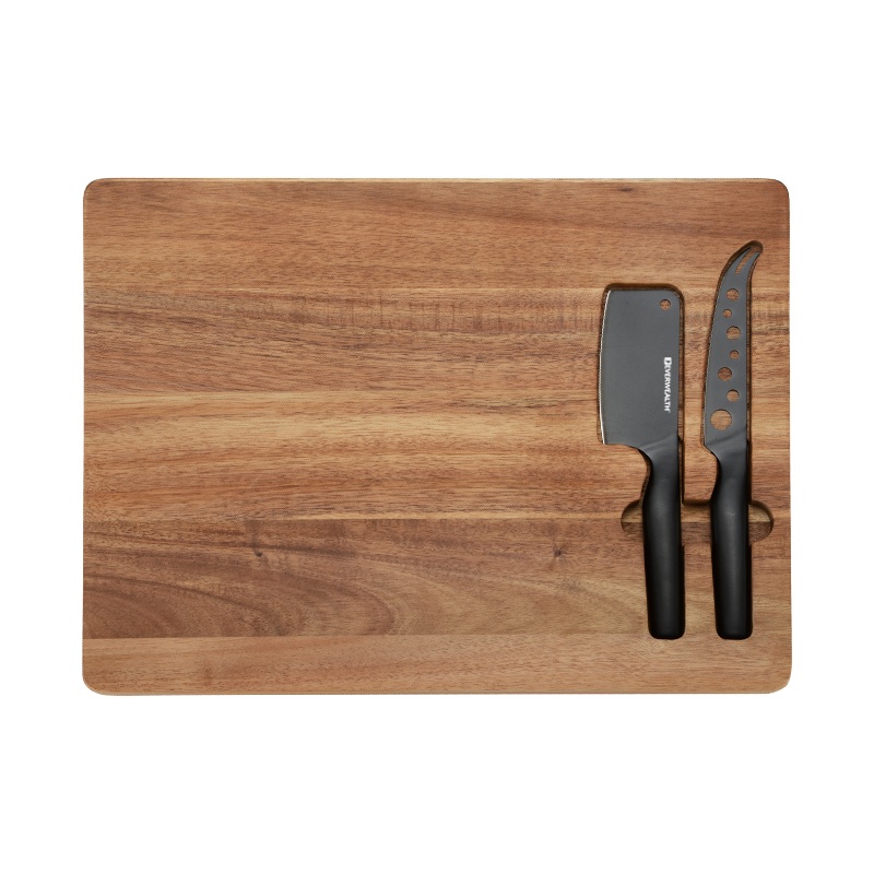 3 Pcs Black oxidation cheese Knife Set with cutting board- S023A