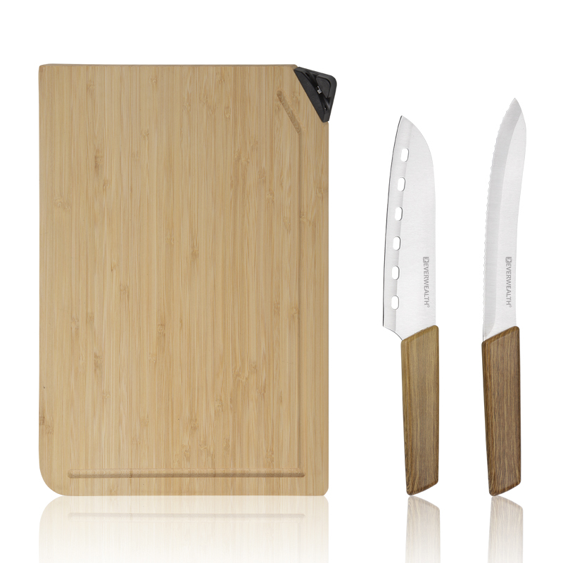 3pcs kitchen Knife Set with bamboo cutting board