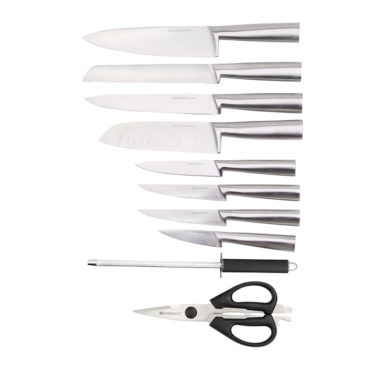 Stainless Steel Hollow Handle Japanese 10 Piece Kitchen Chef Knives Set - S011B-4