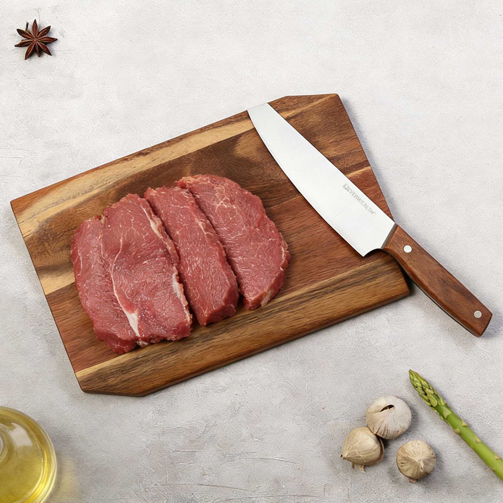 2pcs Knife Set with acacia cutting board&Black Oxford tote bag-M031 