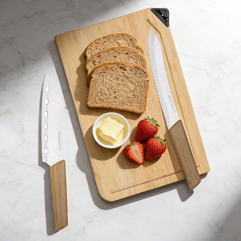 3pcs kitchen Knife Set with bamboo cutting board