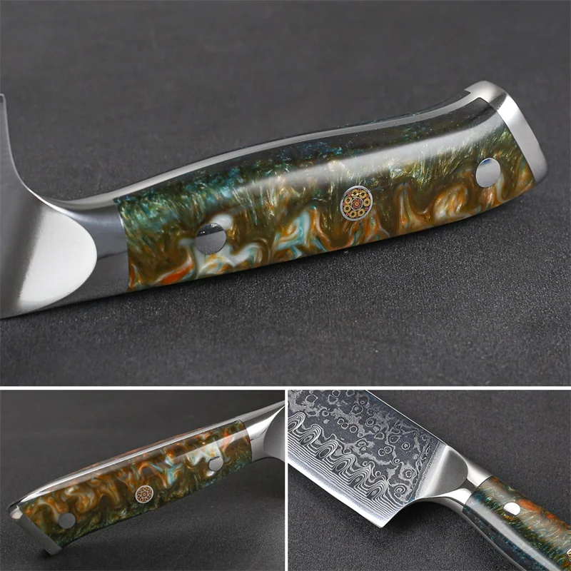 67-layer Damascus Steel Chef Knife with Resin Handle