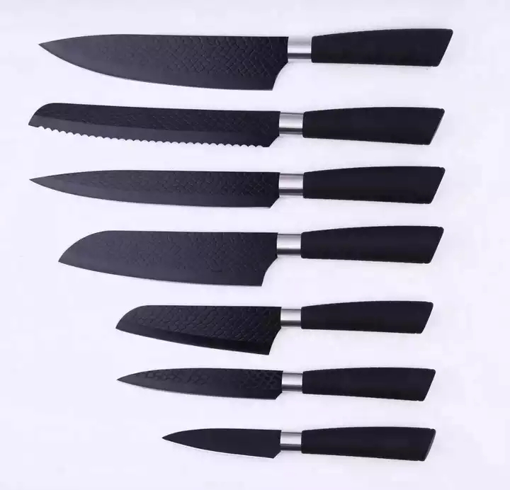 7 Pcs Colorful Stainless Steel PP+TPR Handle Kitchen Knife Set - AL-0008