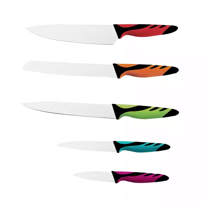  5 Pcs Colorful Plastic Handle Kitchen Knife Set - P013
