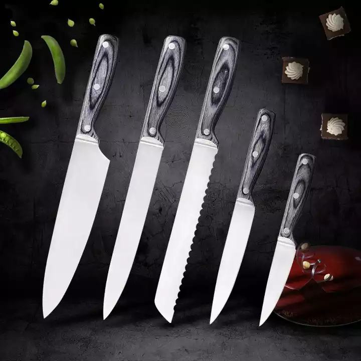 Stainless Steel Knife Set With Pakka Wood Handle - M003-L