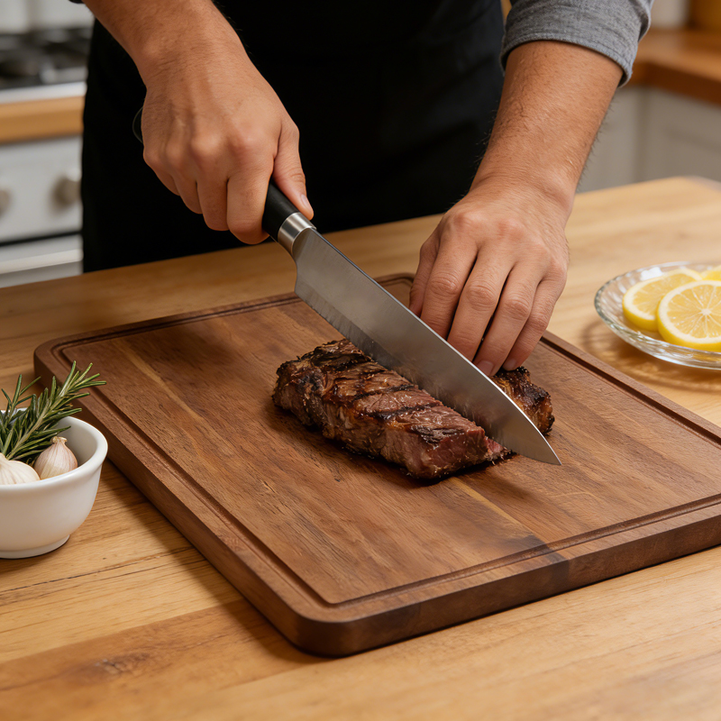 8pcs kitchen Knife Set with acacia cutting board and silicone utensils