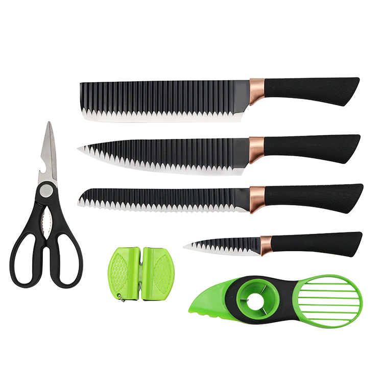 Gift Box Scissor Avocado Peeler And PP Handle Kitchen Knife Set With Bamboo Cutting Board - ER3506