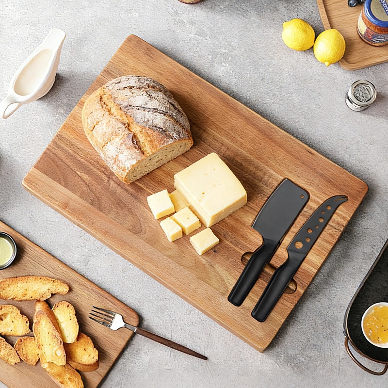 3 Pcs Black oxidation cheese Knife Set with cutting board- S023A