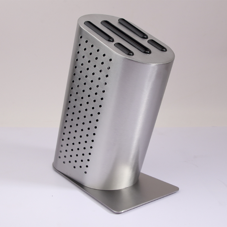 5 Pcs Hollow Handle Stainless Steel Knife Set with stainless steel Block- S021
