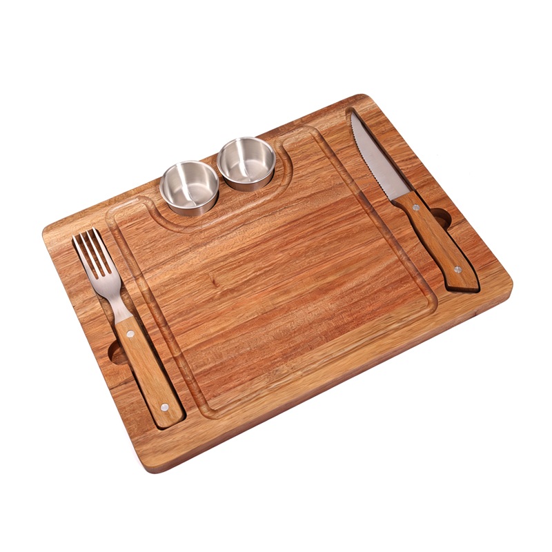 5pcs steak Knife Set with acacia cutting board