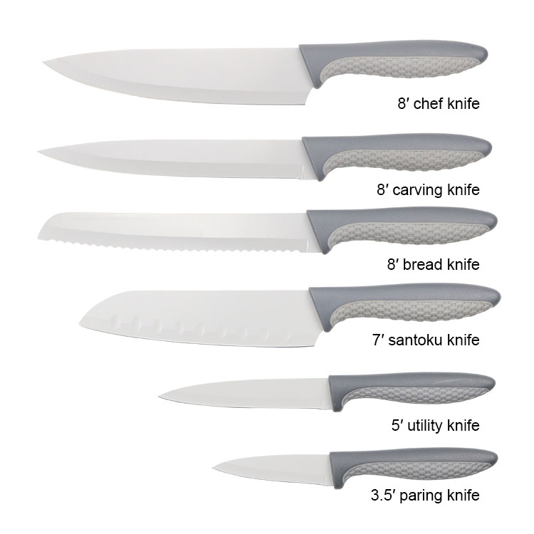 Greyish-Green Plastic Handle Non-stick Coating Stainless Steel Kitchen Knife Set - P047-2