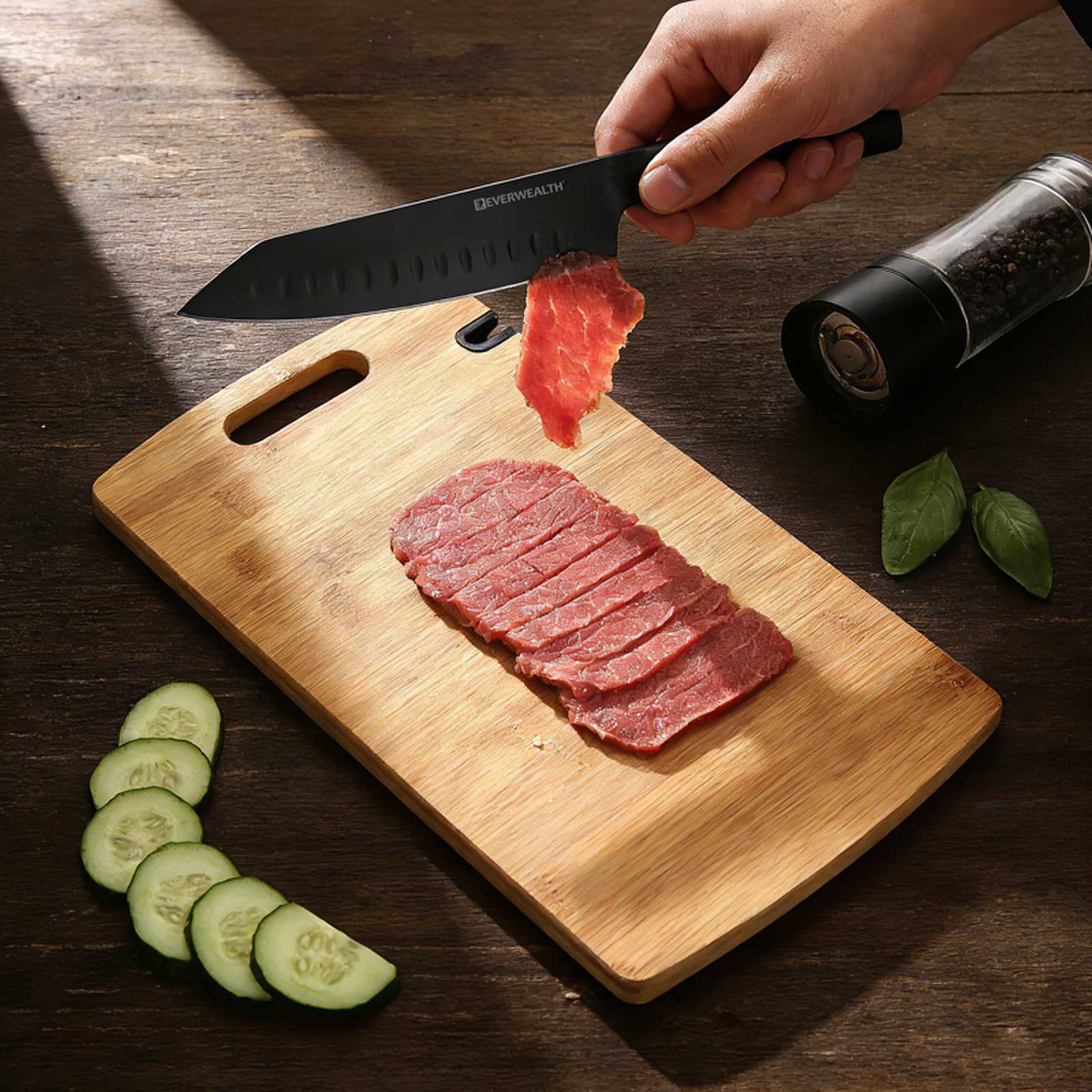2 Pcs Black oxidation kitchen Knife Set with cutting board and build in sharpner