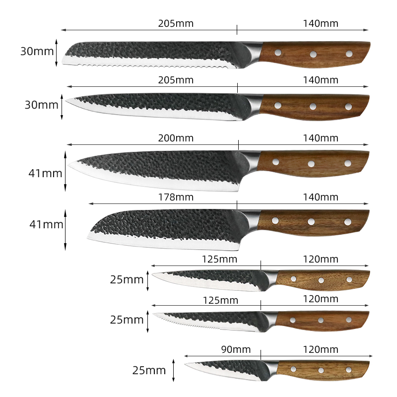 Japanese Forged 430 Bolster Stainless Steel Knife with Acacia Wood Handles - F049