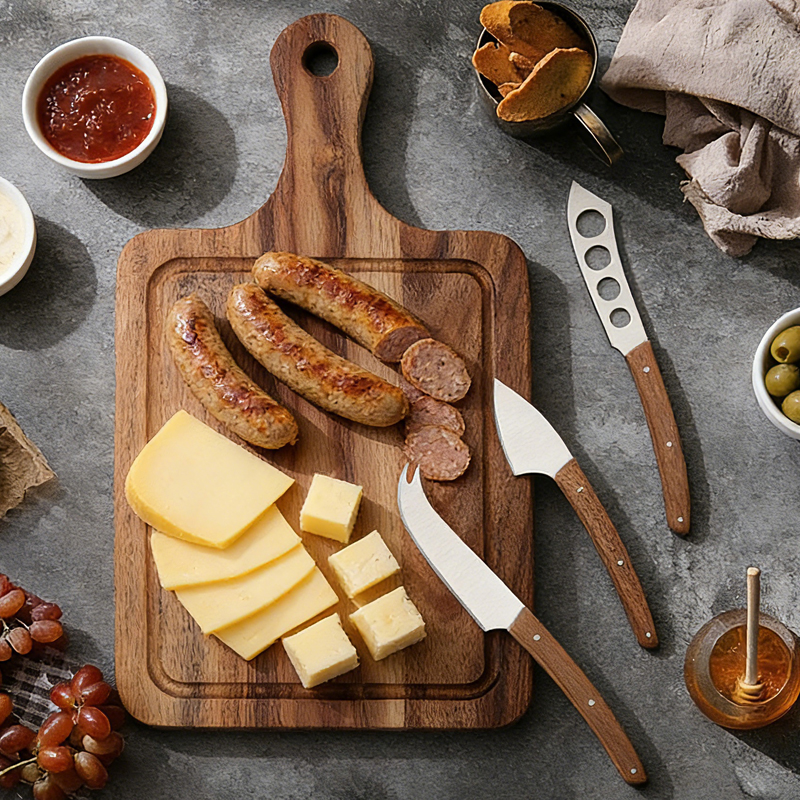 4pcs cheese Knife Set with acacia cutting board