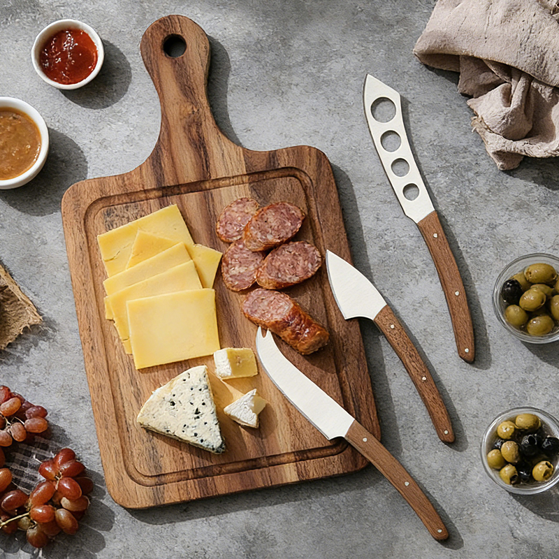 4pcs cheese Knife Set with acacia cutting board