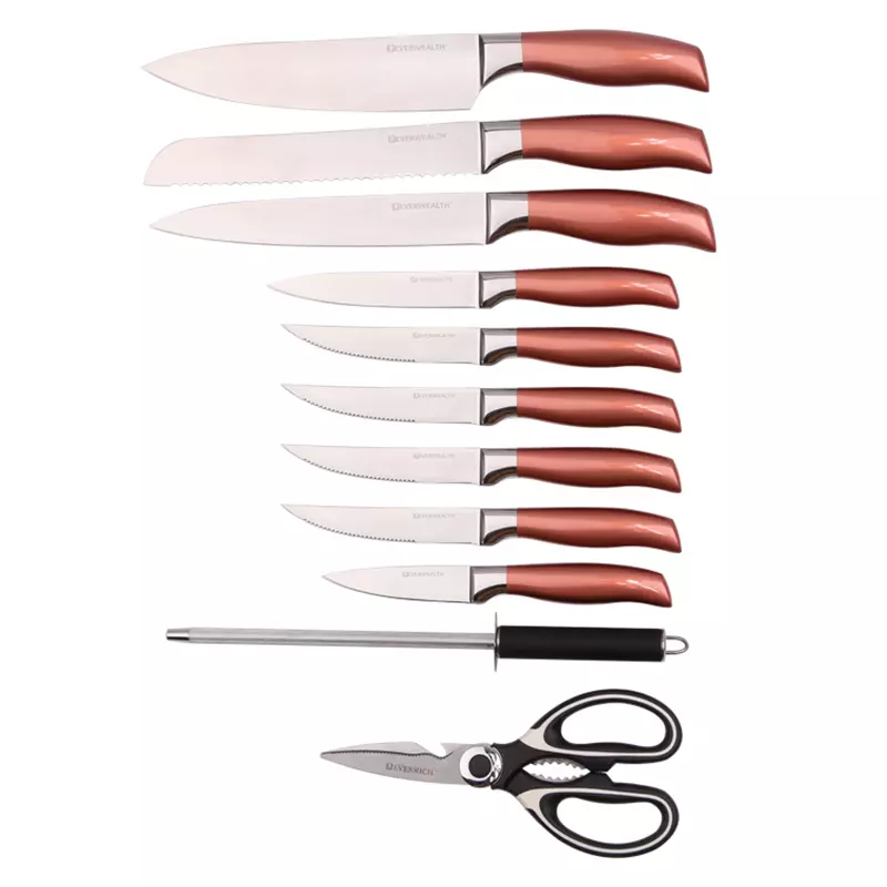 Stainless Steel Hollow Handle Kitchen Knife Set With Block - S013