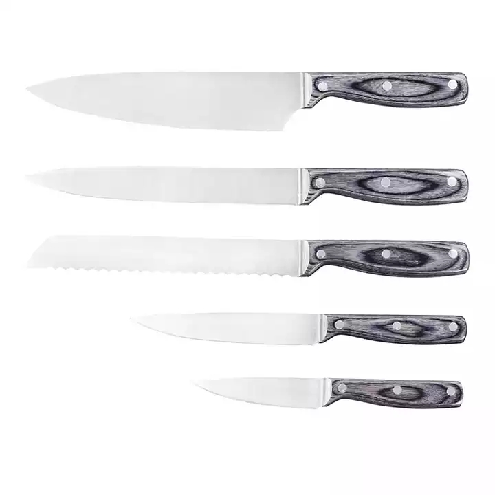 Stainless Steel Knife Set With Pakka Wood Handle - M003-L