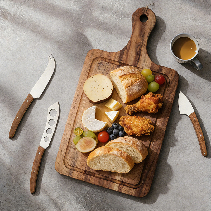 4pcs cheese Knife Set with acacia cutting board