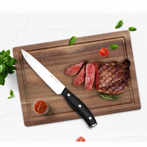 Professional Chef's Dishwasher Safe BBQ Slicing Knife With Acacia Wood Cutting Board - F047