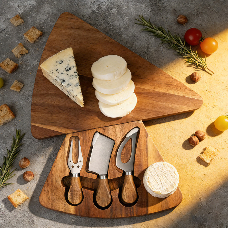 4pcs cheese Knife Set with acacia wooden box