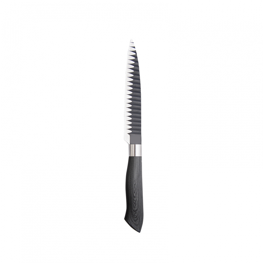 5 Pcs Stainless Steel Kitchen Cooking Knife Set With Wood Grain PP+TPR Coating Handle - P005A