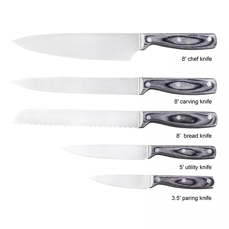 Stainless Steel Knife Set With Pakka Wood Handle - M003-L