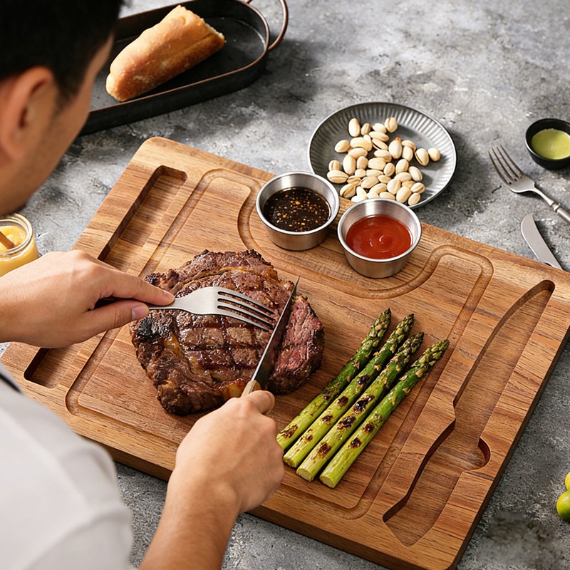 5pcs steak Knife Set with acacia cutting board