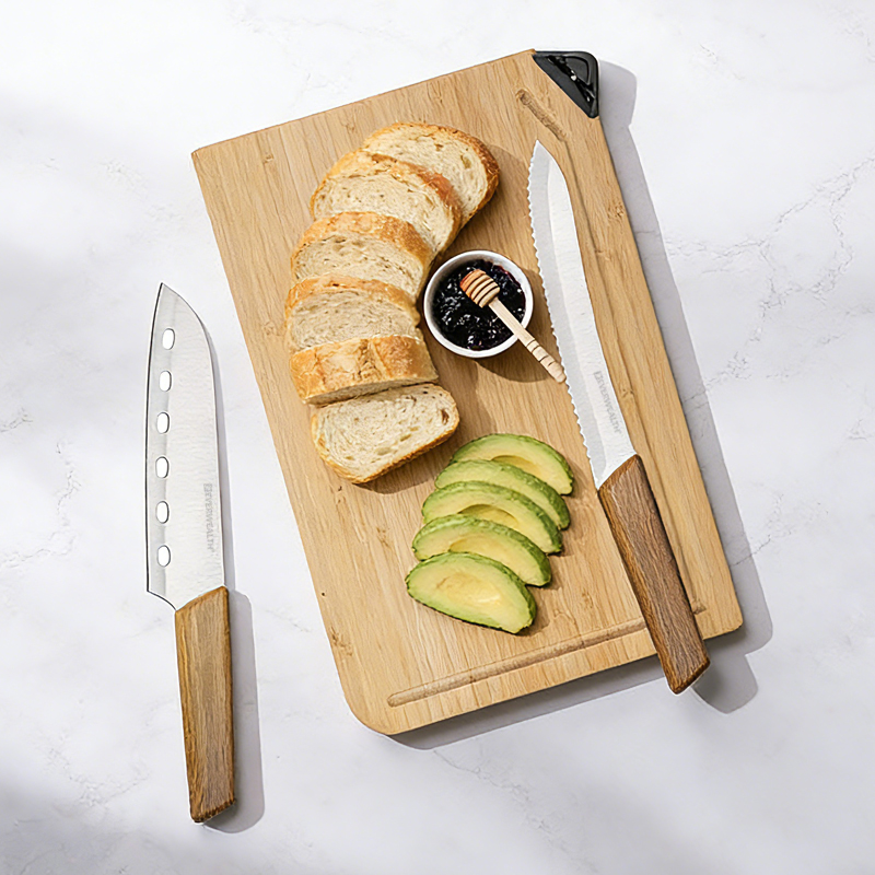 3pcs kitchen Knife Set with bamboo cutting board