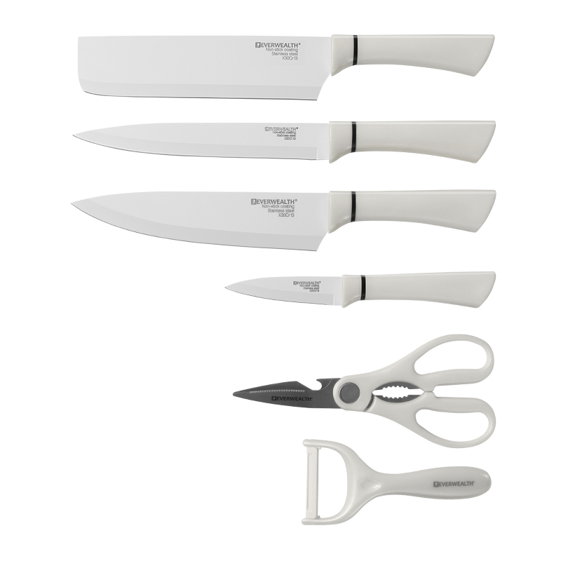 6 Pcs Non-Stick Coating Stainless Steel Kitchen Knife Set - ER-0621