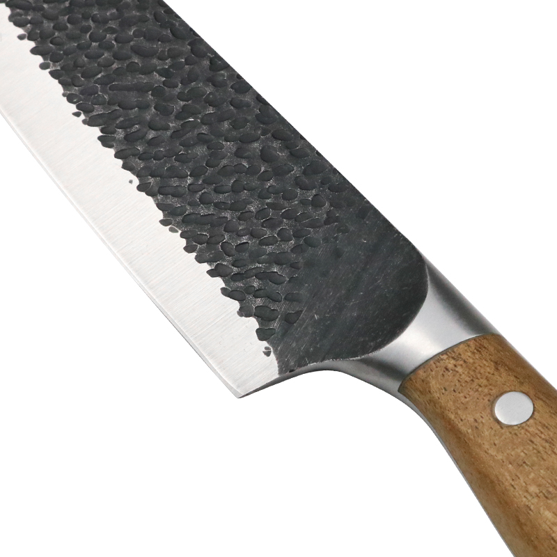 Japanese Forged 430 Bolster Stainless Steel Knife with Acacia Wood Handles - F049