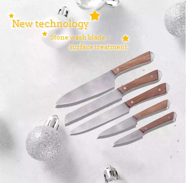 3cr13 Wooden Handle Stainless Steel Kitchen Knife Set