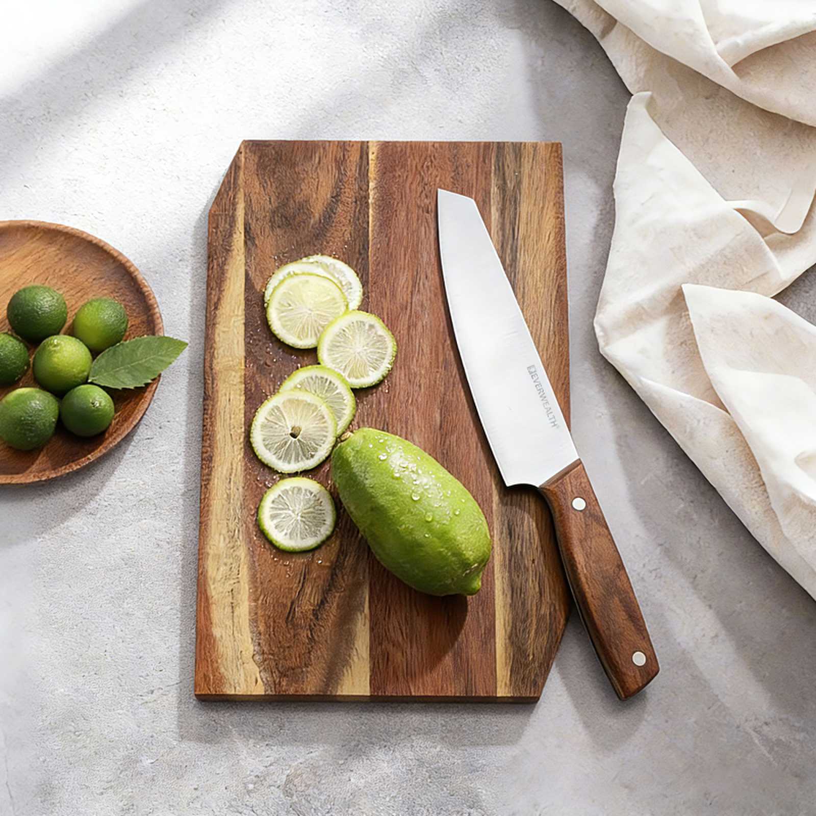 2pcs Knife Set with acacia cutting board&Black Oxford tote bag-M031 